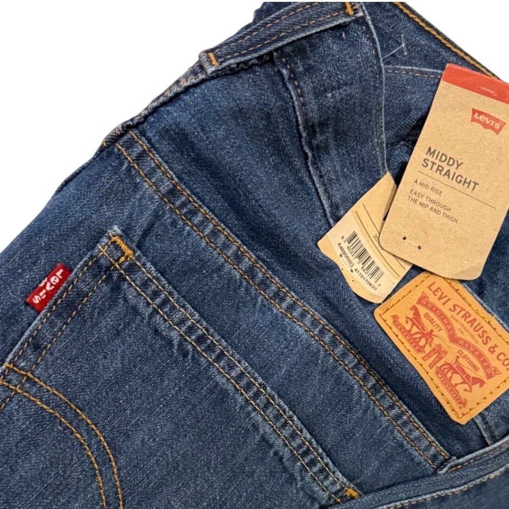Levis Middy straight Jeans women's 30x30‎ good grades Blue Denim Medium Wash NWT